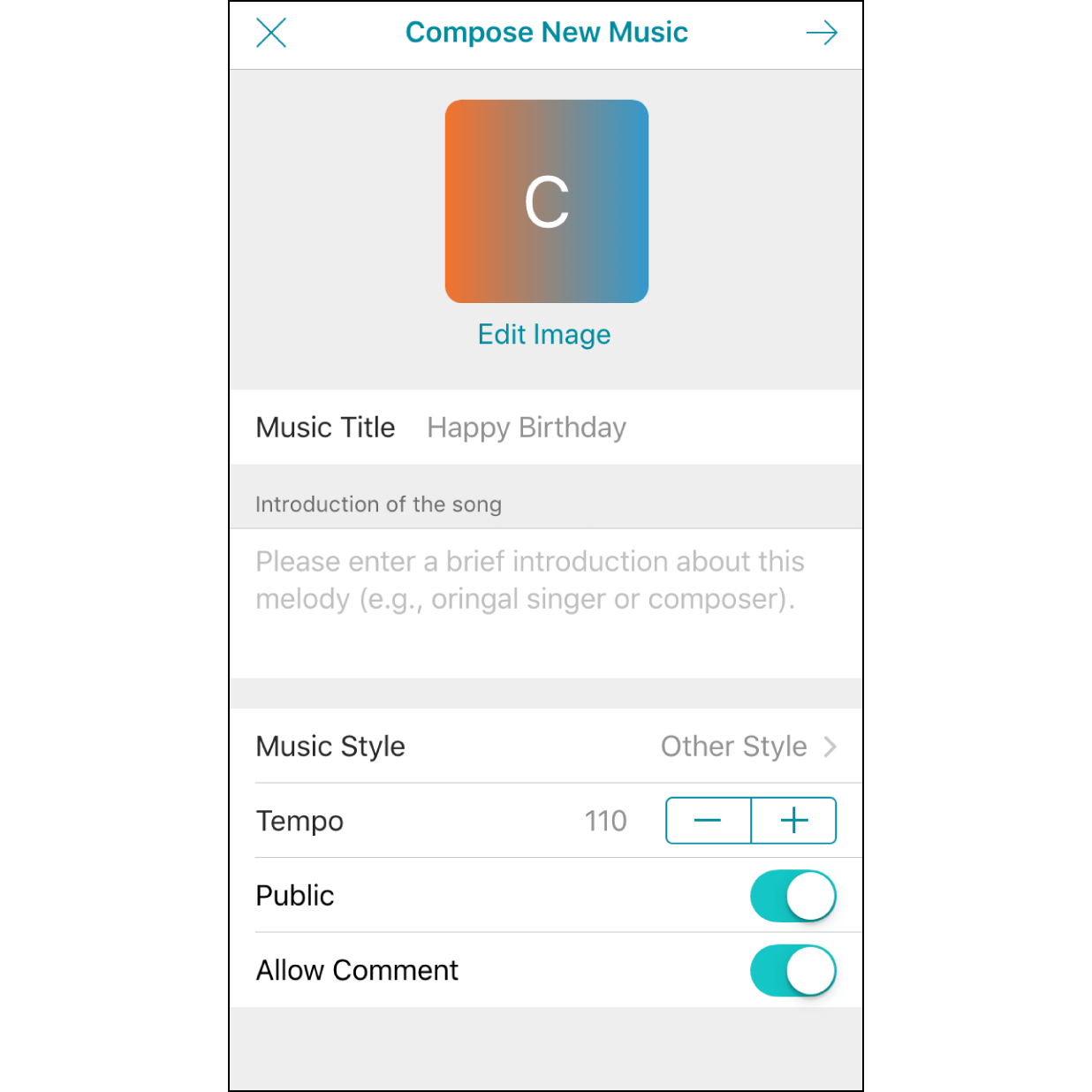 3. Edit MIDI file information Muro Box App will open automatically. If it’s already log in, it will go to edit melody information page